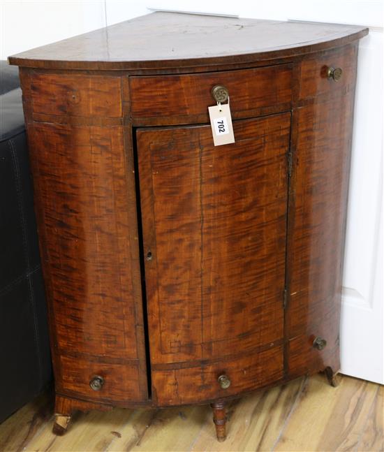 A Regency inlaid mahogany corner cupboard H.80cm